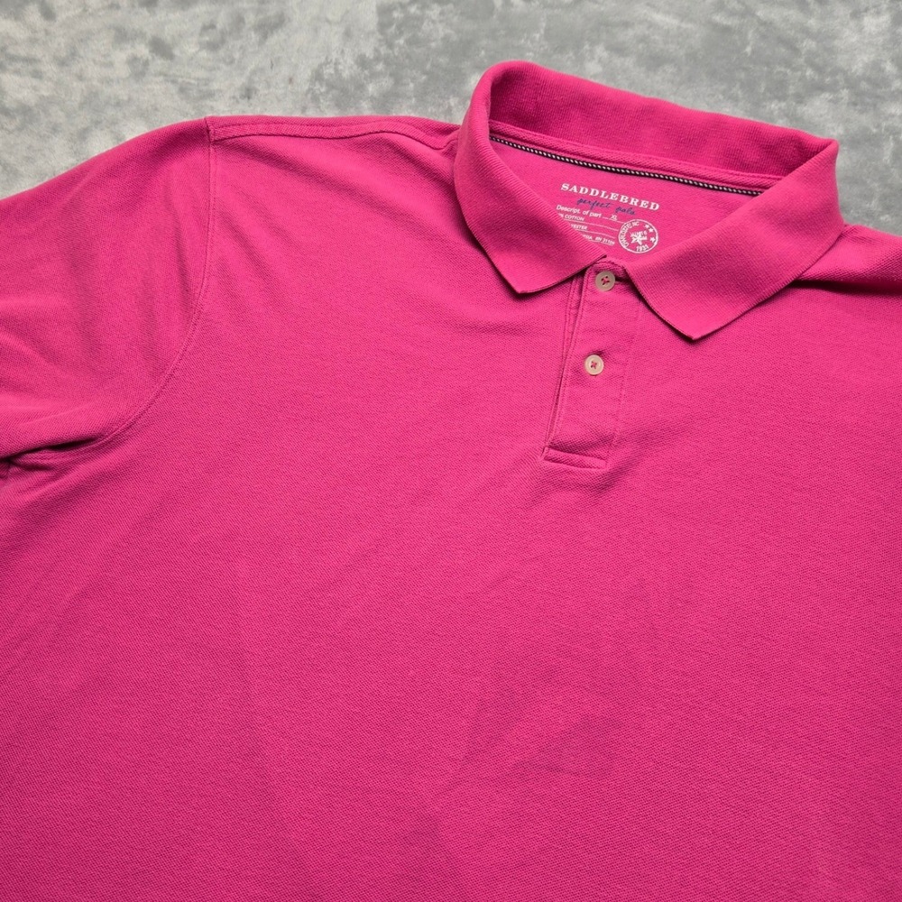 Saddlebred Polo Mens Size XL Pink Short Sleeve Pique Knit Cotton Blend Shirt